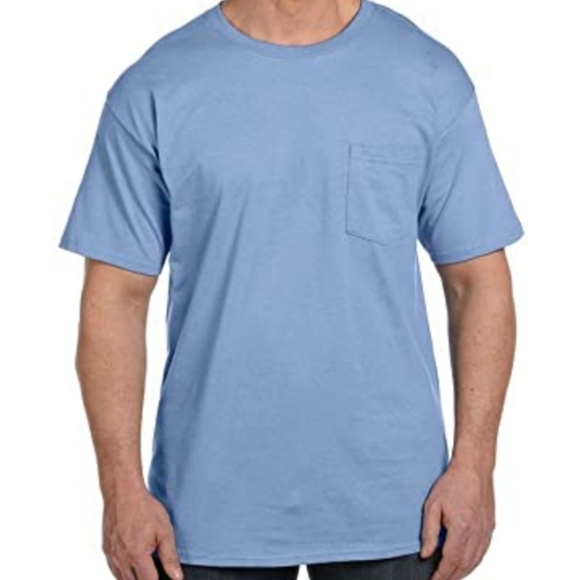 Hanes Other - Hanes Short Sleeve Beefy-T Pocket T-Shirts, Light Blue, XLarge